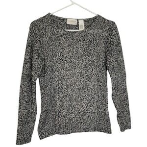 Liz Claiborne Lizwear Jeans Medium Black White Sweater Cotton Wool Blend